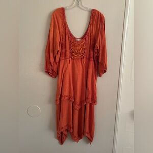 Earthbound, orange corset peasant dress, xxl